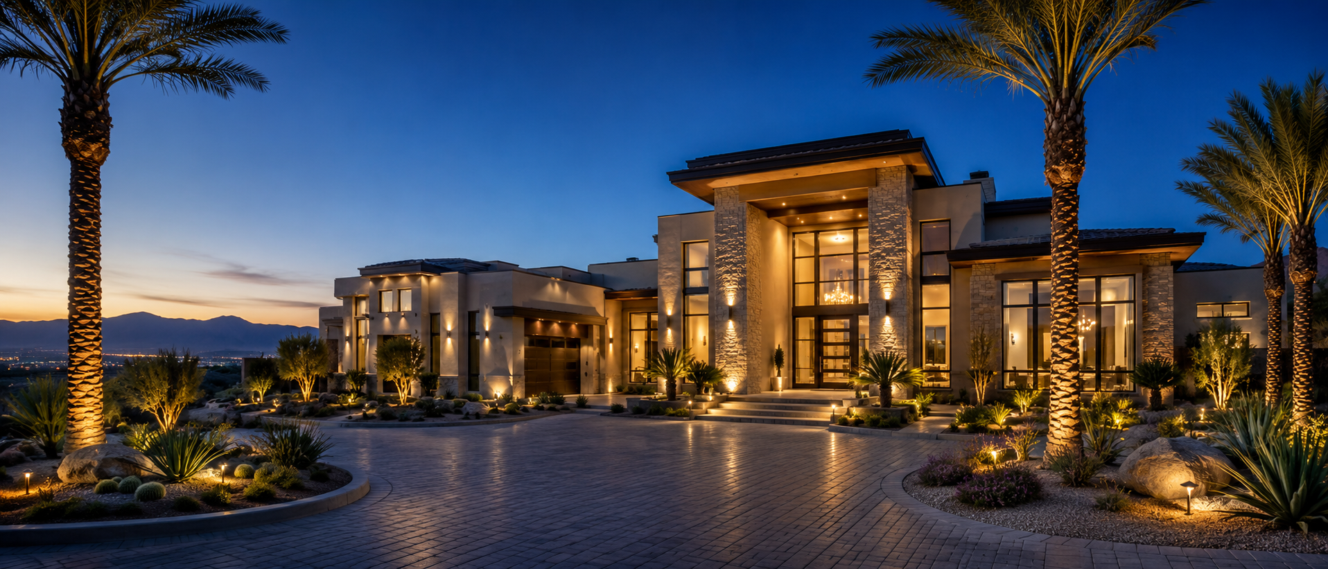 Luxury Las Vegas estate at dusk